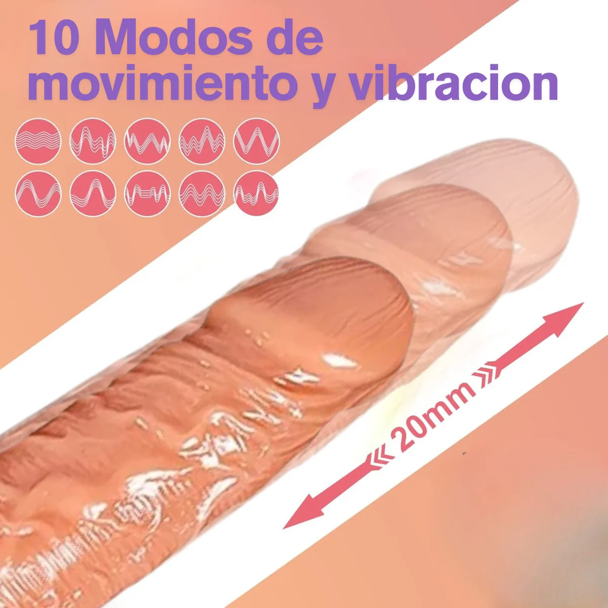 Consolador Pene vibrador con movimiento (Sube-Baja): imagen 2