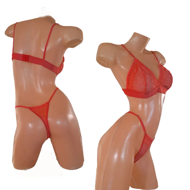 Conjunto Luana Sexy Puntilla y Encaje Corpiño Sin Aro Colaless (art 5103) Talle 85 al 100