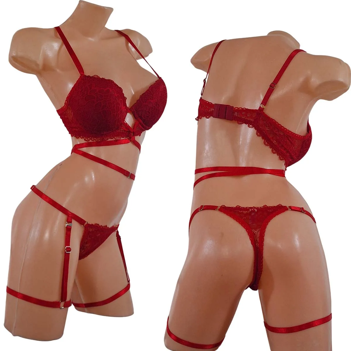 Conjunto Lenceria Taza Soft y Push Up + Arnes Portaligas (art 5108) 85 al 100: imagen 2