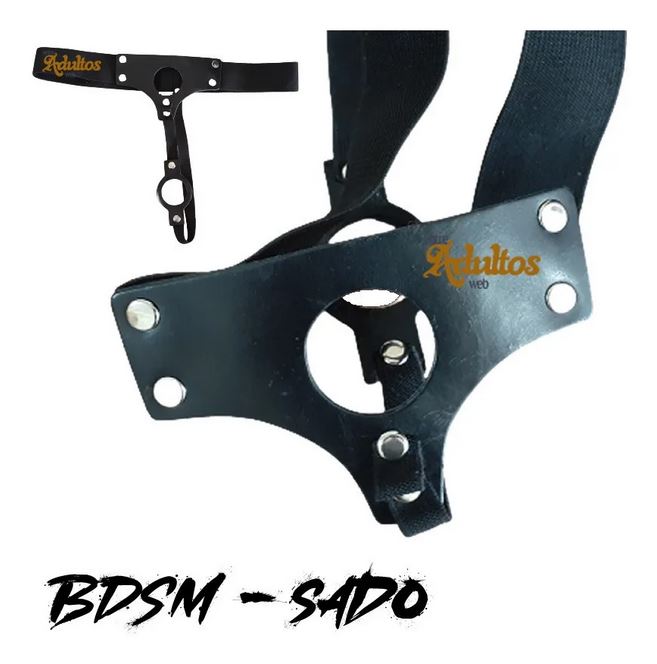 Arnés Doble Strap On de Cuero para Cambio de Roles