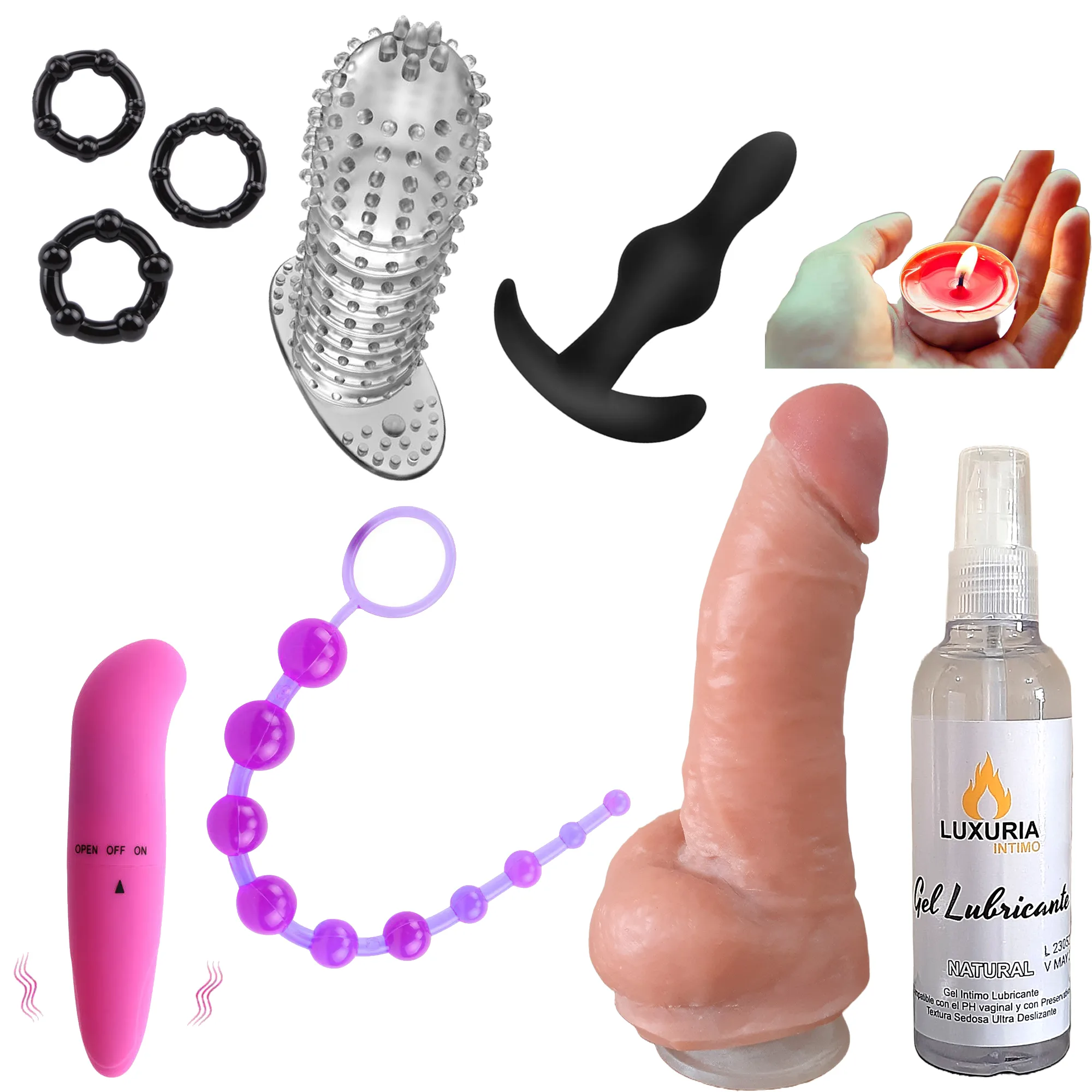 Combo Sexual 8 Productos - Vibrador + Pene + Plug anal y mas: imagen 1