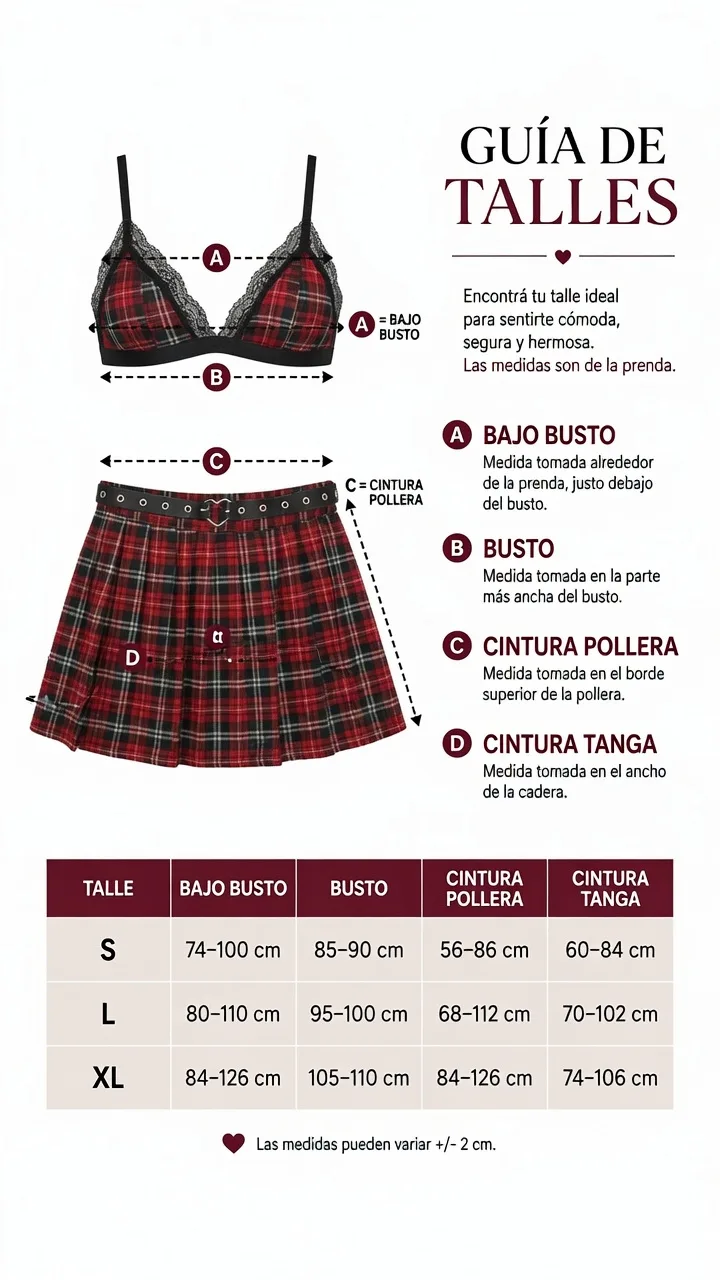 Disfraz Colegiala Escoces Rojo (AL250) Talle 80 al 110