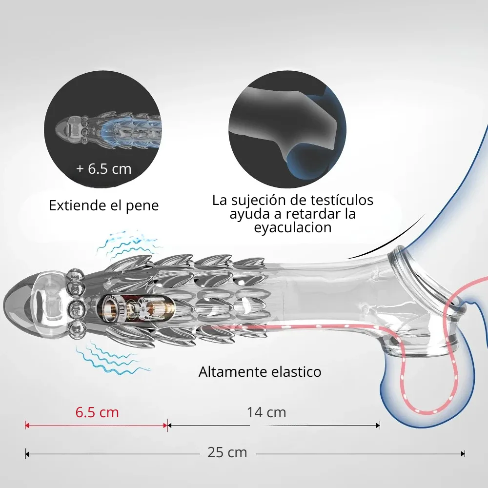Funda peneana con Vibrador, escamas y agarre de testiculos: imagen 4