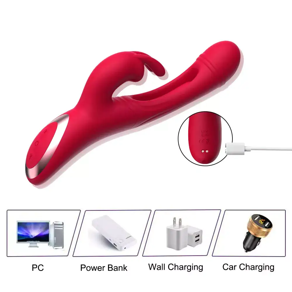 Vibrador 3 en 1 Dildo + Estimulador de Clítoris + Estimulador punto G Recargable USB: imagen 5