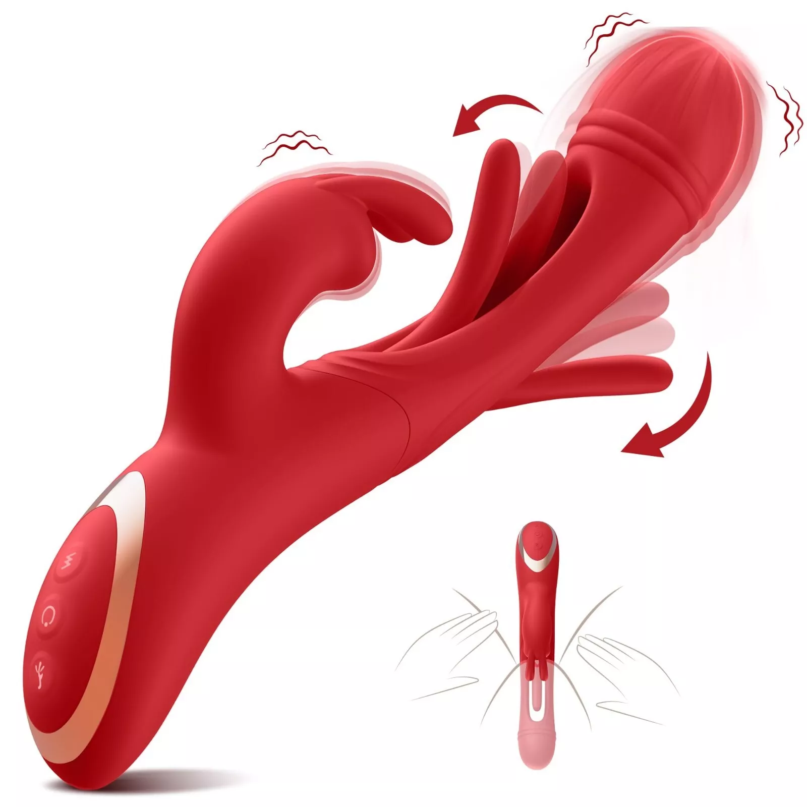Vibrador 3 en 1 Dildo + Estimulador de Clítoris + Estimulador punto G Recargable USB: imagen 4