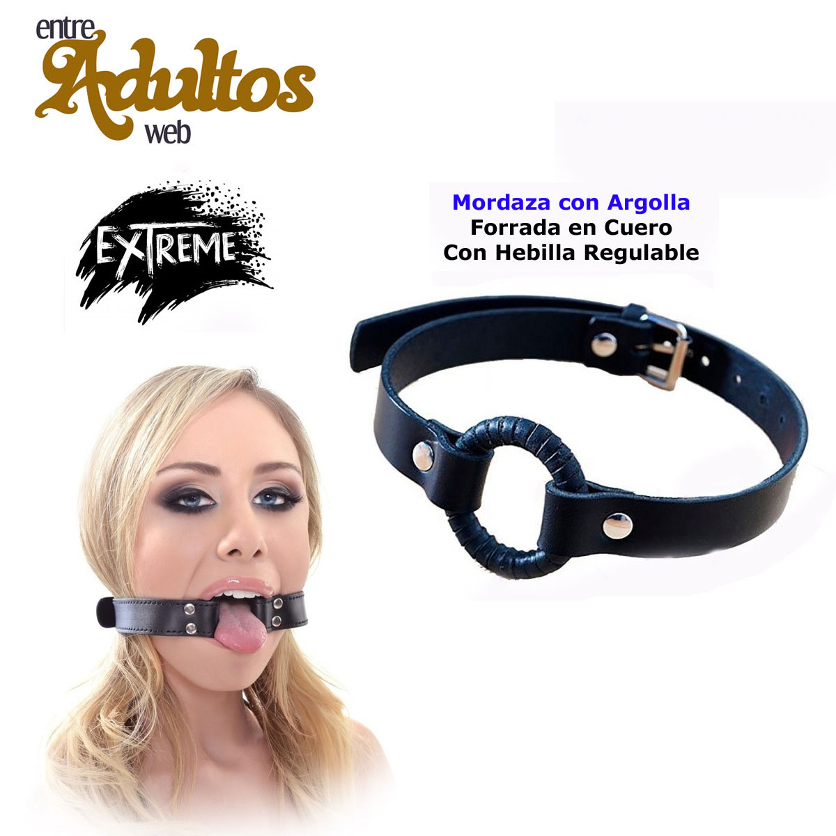 Mordaza de Cuero con Argolla - Aro - Amarre: imagen 1