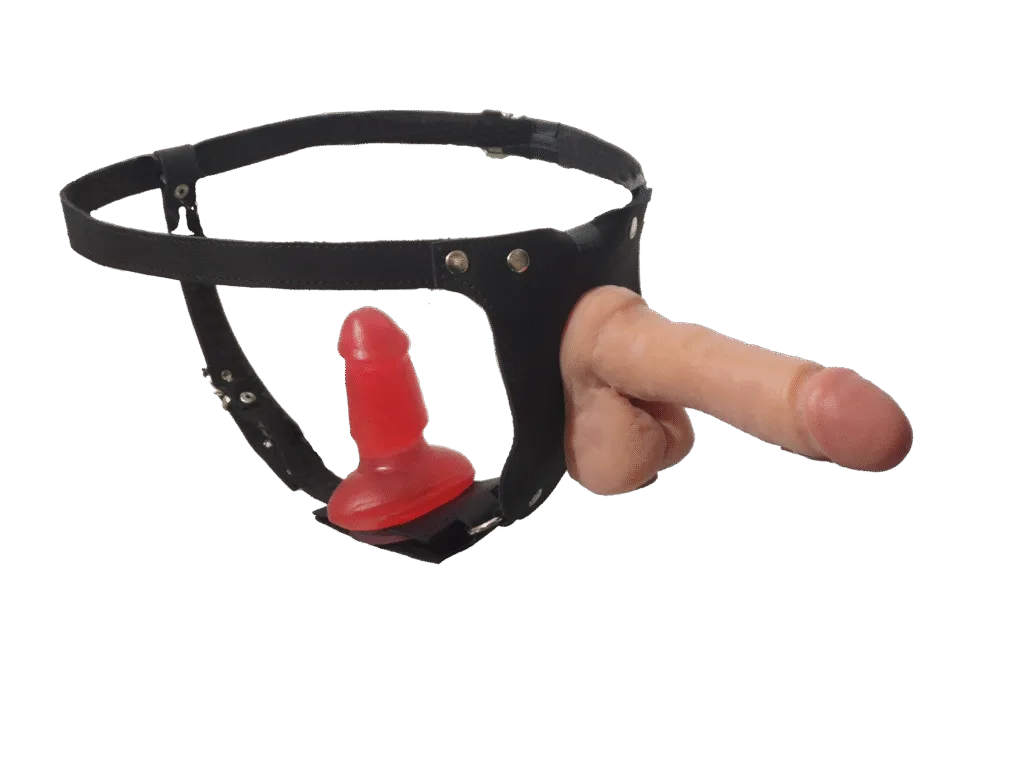 Arnes Doble Placer + Pene + mini pene Anal - Cuero